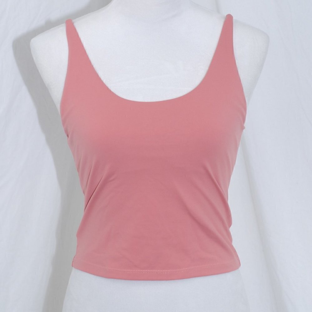 Built in Bra 15” pit to pit Womens Pink Crop Top GUC Bodycon Exercise Sports - Picture 1 of 5